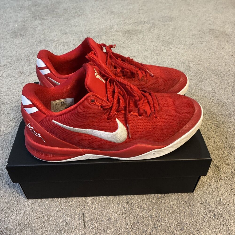 NIKE KOBE Bryant 8 UNIVERSITY RED White SIZE 7 NBA Sneakers